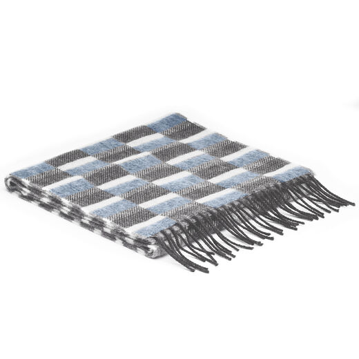 Blue Grey Check Scarf by McNutt of Donegal