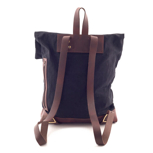 Natthakur black canvas and leather backpack