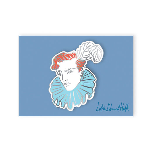 Elizabethan Man enamel badge by Luke Edward Hall