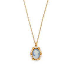 Hand-carved porcelain cameo necklace by Vintouch