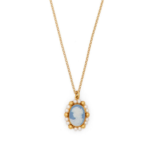 Hand-carved porcelain cameo necklace by Vintouch