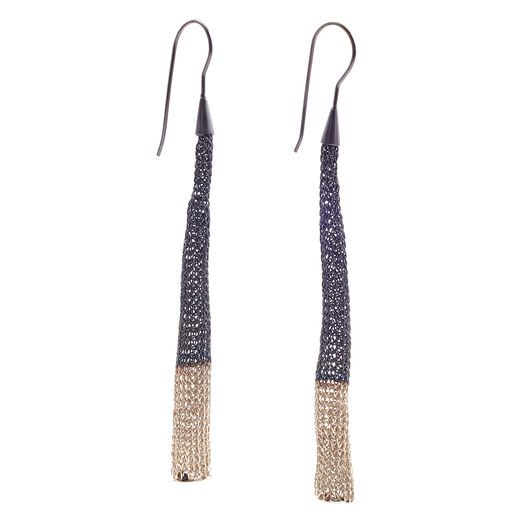 Knit tube hook earrings by Milena Zu