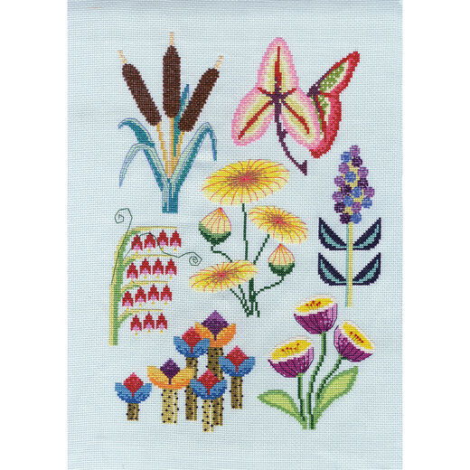 Seaside botanical cross stitch kit by Emily Peacock