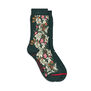 Green cotton socks with a pattern from John Henry Dearle Leicester socks printed on the ankle part