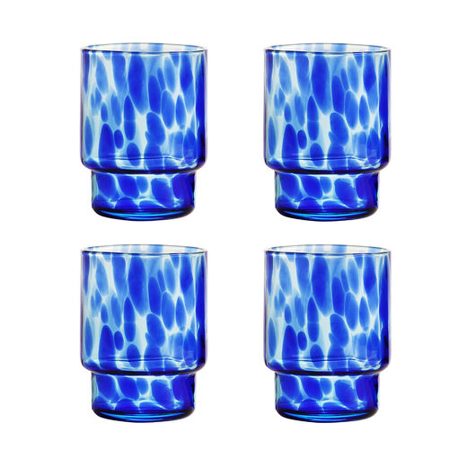 Set of four tortoise blue glass tumblers