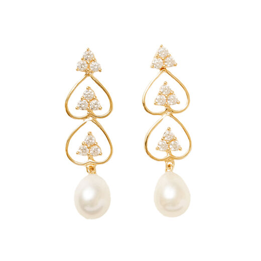 Pearl and crystal drop stud earrings by Carousel Jewels