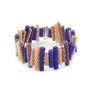 Indigo and gold rows bracelet by Beloved Beadwork