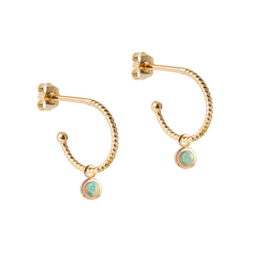Opal 9kt gold hoop stud earring by Luceir
