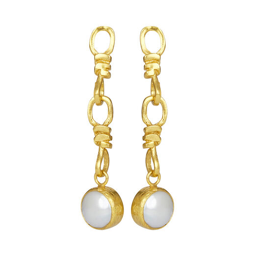 Long pearl stud earrings by Ottoman Hands