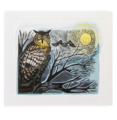 Owl and moon greeting card