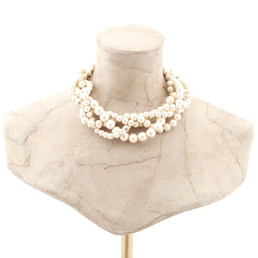 Cotton pearl ribbon statement necklace by Anq