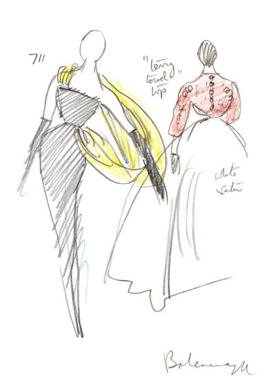 Balenciaga gown, fashion illustration