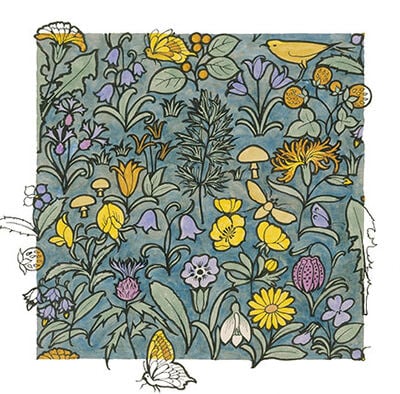 Textile design depicting a forest
