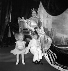 The Queen Mother with Prince Charles and Princess Anne
