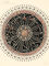 Architectural drawing of the ornate interior decoration of a mosque dome. The drawing features black and red ink on a cream background.