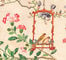 Wallpaper with pair of birds on red bird perch