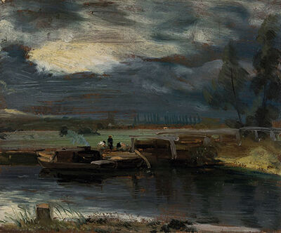Barges on The Stour at Flatford Lock