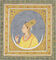 A lady with a jewelled headdress holds a lotus petal - often a symbol of prosperity in Indian Art.