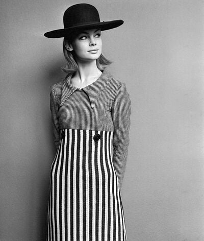Jean Shrimpton in Mary Quant double faced dress