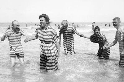 Five striped bathers