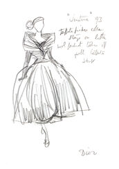 Dior's Justine gown, fashion illustration