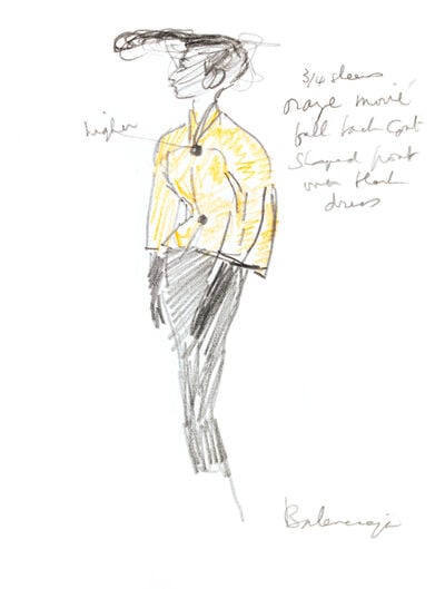 Balenciaga moire full back jacket, fashion illustration