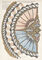 Architectural drawing depicting Byzantine mosaic tesserae with light blue and pink shell motifs. Inscripted Monastery of St. Saviour-in-the-Fields, Constantinople​ top left.