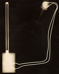 Abstract composition, battery, wire, bulb