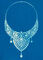 A cyanotype photograph in blue and white showing the silhouette of a necklace