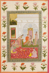 A courtier with his lover and attendants