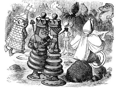 Chess pieces chatting