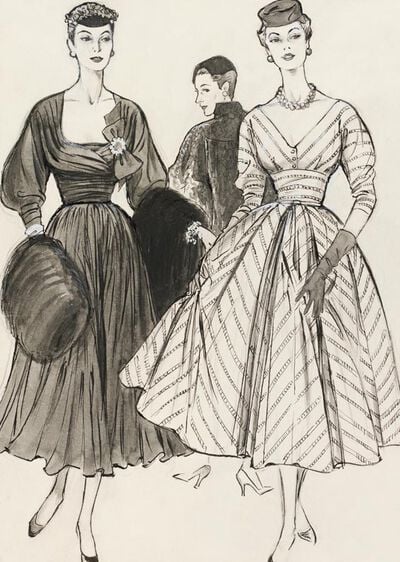 Susan Small afternoon dresses, fashion illustration