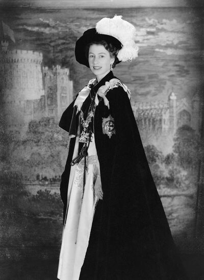 Queen Elizabeth II in the robes of Grand Master of the Order of the Garter