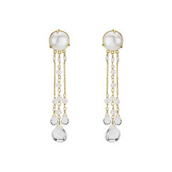 Pearl and moonstone chandelier earrings by Mounir