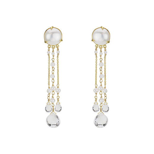 Pearl and moonstone chandelier earrings by Mounir