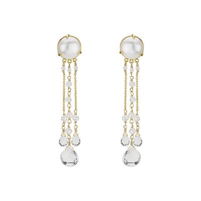 Pearl and moonstone chandelier earrings by Mounir