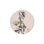 Pink pocket mirror featuring a fashion illustration depicting a court lady holding a fan.