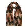 Lightweight wool scarf with abstarct geometrical pattern in pink and green tones