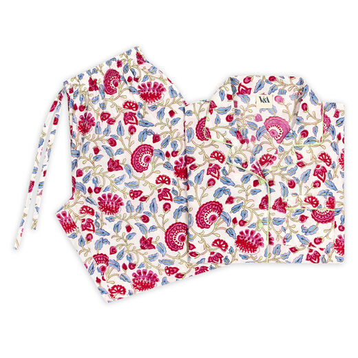 Pink floral cotton lounge set