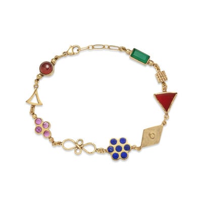 Multicoloured gemstones gold bracelet by Turquoise Mountain
