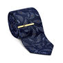 Navy leaf silk tie