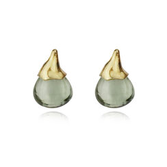 Green amethyst acorn stud earrings by Mounir