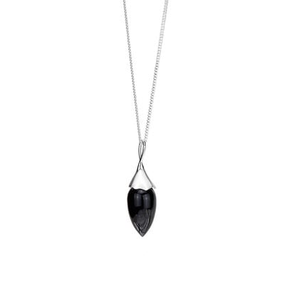 Black onyx acorn pendant necklace by Mounir