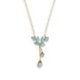 Aquamarine and jade faceted leaves necklace