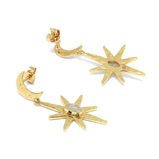 Crescent moon and star drop earrings by Ottoman Hands