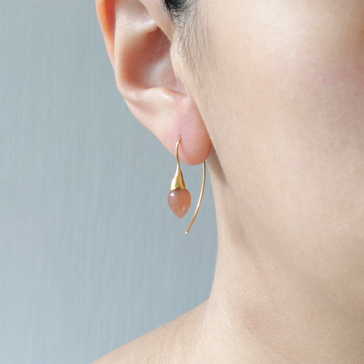 Peach moonstone hook earrings by Mounir