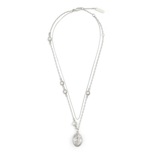 Pearls and zirconia pendant necklace by SWEETLIMEJUICE
