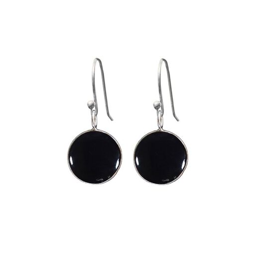 Black onyx hook earrings by Mirabelle