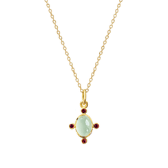 Prehnite and pink zircon pendant necklace by Mirabelle