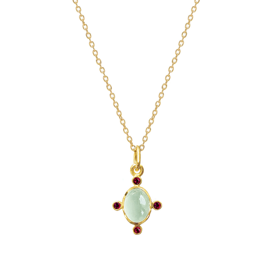 Prehnite and pink zircon pendant necklace by Mirabelle